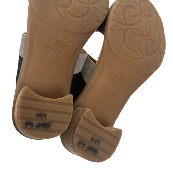 Dansko Womens Gray & Black Open-Toe Slide Sandals Size 38 Comfort Block Heels - Picture 6 of 16